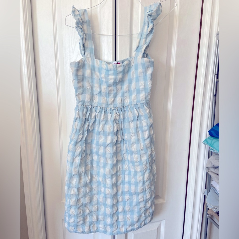 Summer blue and white plaid dress 💜💜 Medium